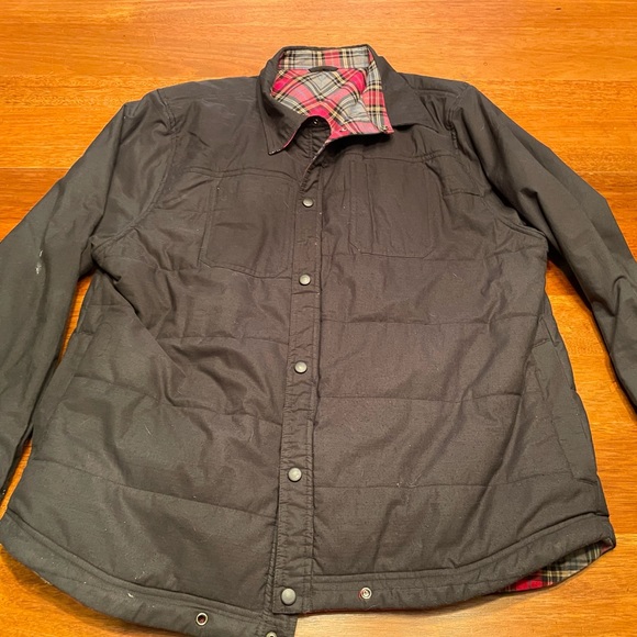 Large United By blue Reversible Jacket Red Plaid Tartan Solid Black - Picture 7 of 13